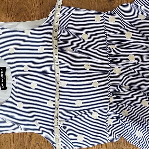 KARL LAGERFELD PINSTRIP POLKA DOT DRESS - Picture 9 of 11